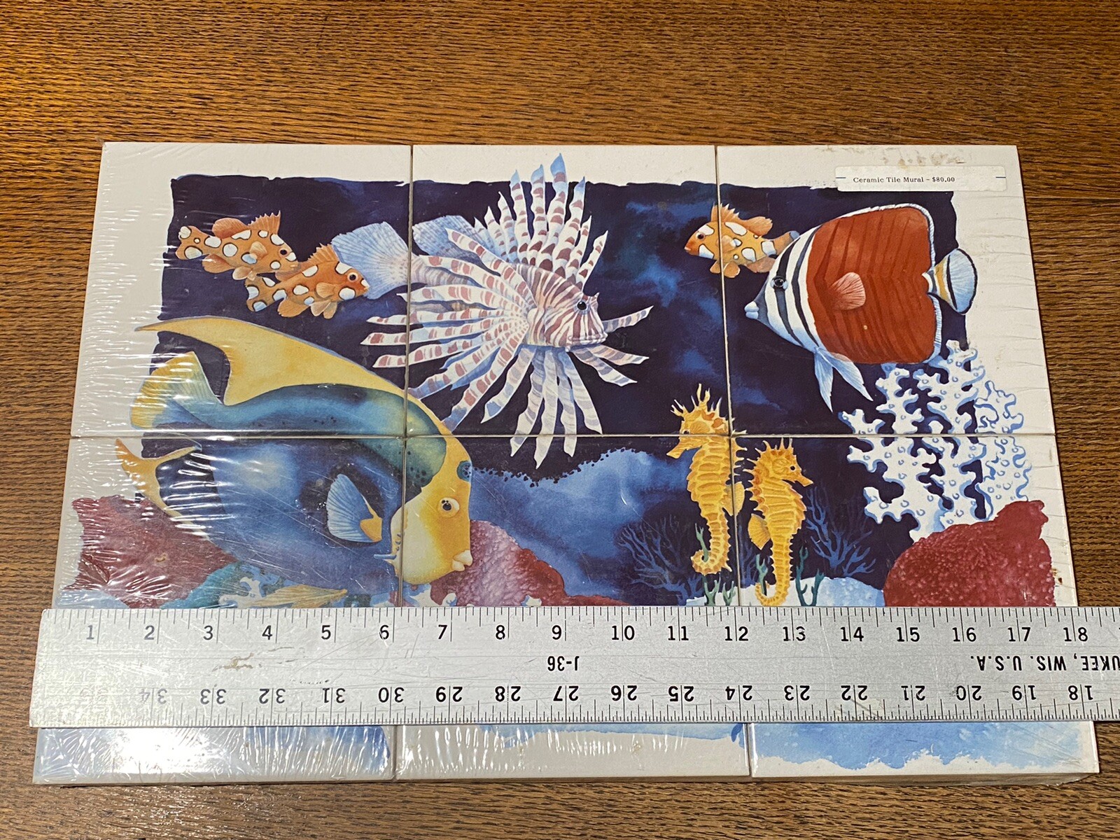 Ocean Sea Coral Reef Fish Scene Ceramic Tile Mural New Sealed Paul Brent 6” Tile