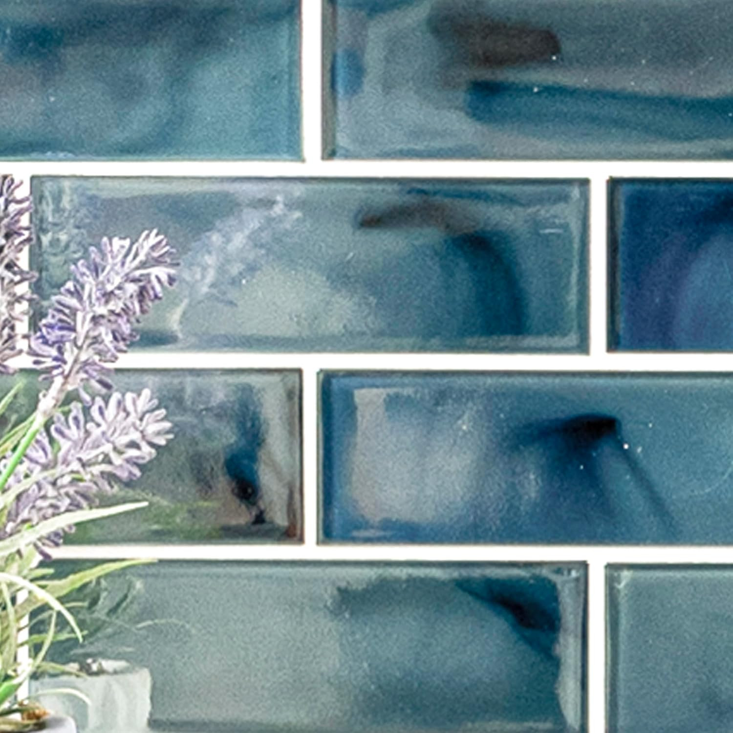 Blue Shimmer Glass Subway Tile 11.75″x11.75″ for Stunning Backsplashes