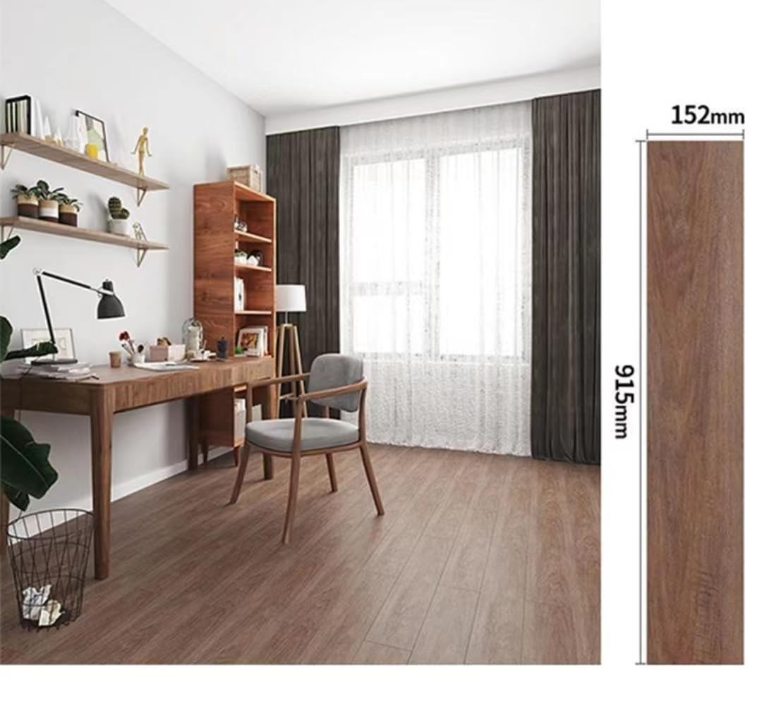 10 PCS Vinyl Peel Stick Floor Tile Wood Plank Hickory 36×6 Inch 1.2mm Thick