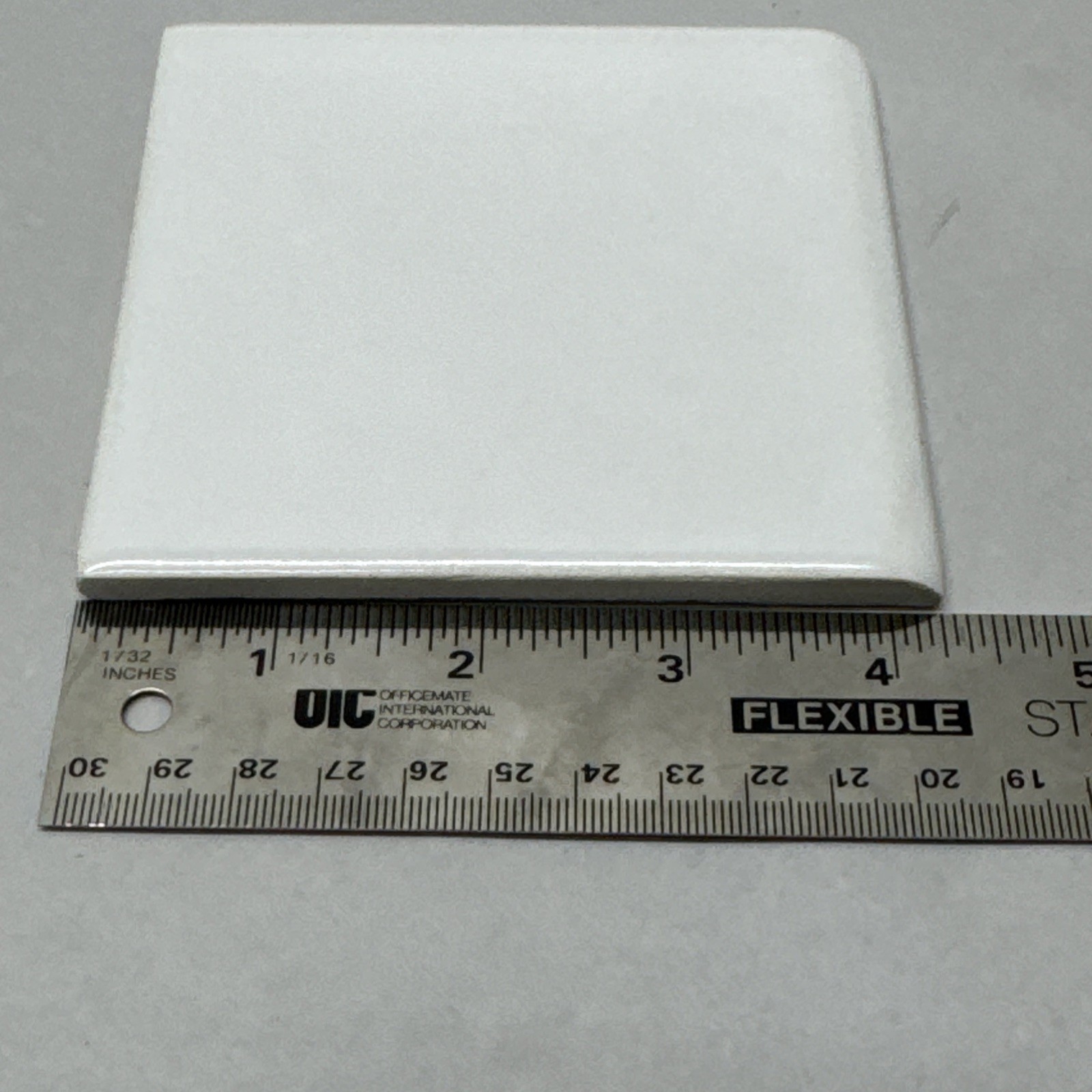 Florida Tile USA 4-1/4″ Vintage Snow White Corner Tile NOS 4×4” Subway Tile