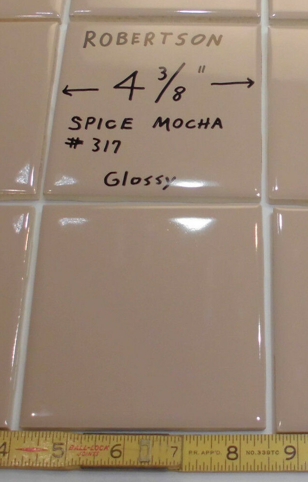 1 pc. Vintage Glossy Ceramic Tile *Spiced Mocha – Light Brown* 4-3/8″ – 4-5/16″