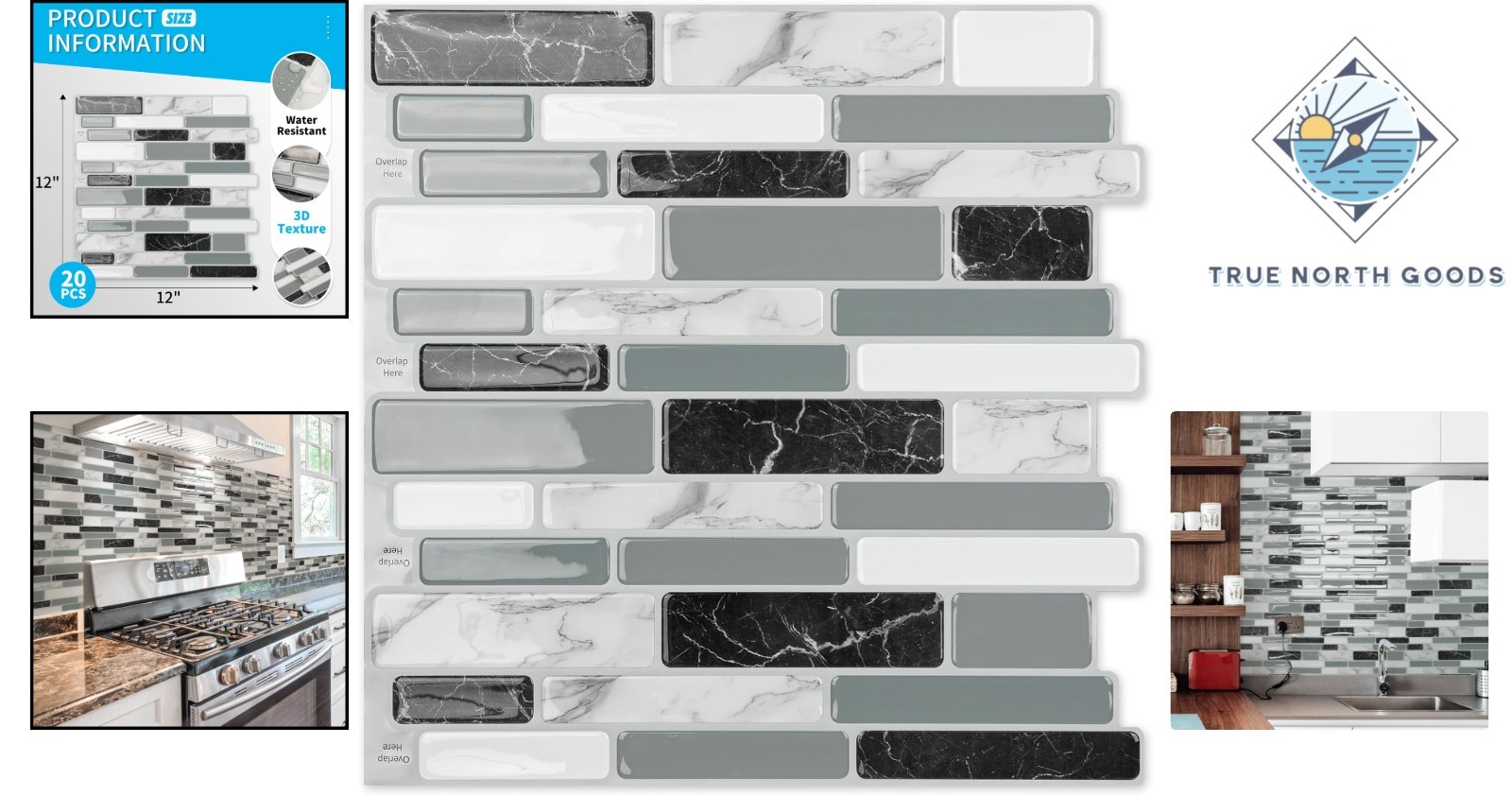 Easy-DIY 20-Piece Waterproof Wall Tiles – Stylish and Stain-Resistant Design