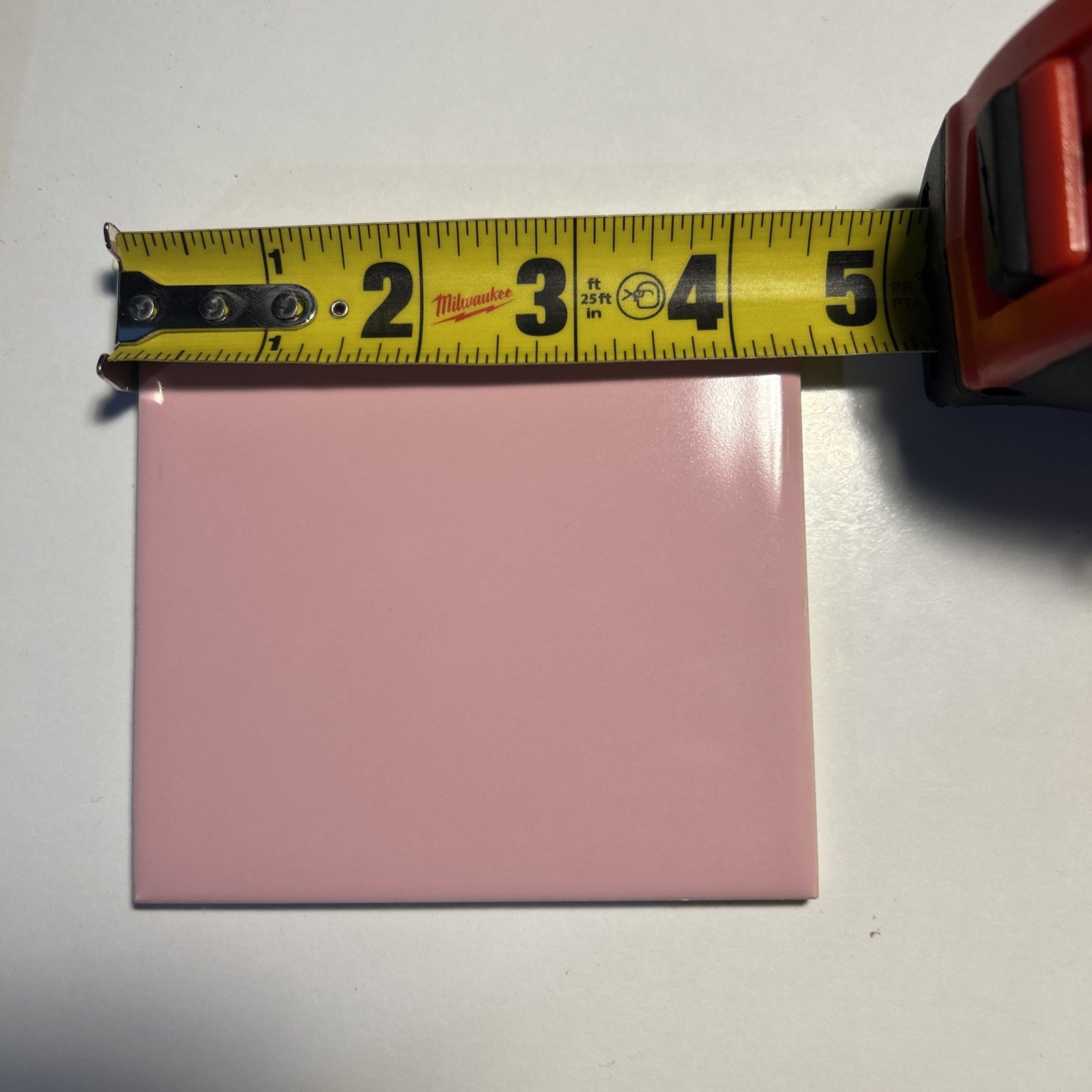 1 Wall Tile Atco USA 4-3/8″ Semi Gloss Pastel Rose Pink Ceramic 1950s Retro Vtg