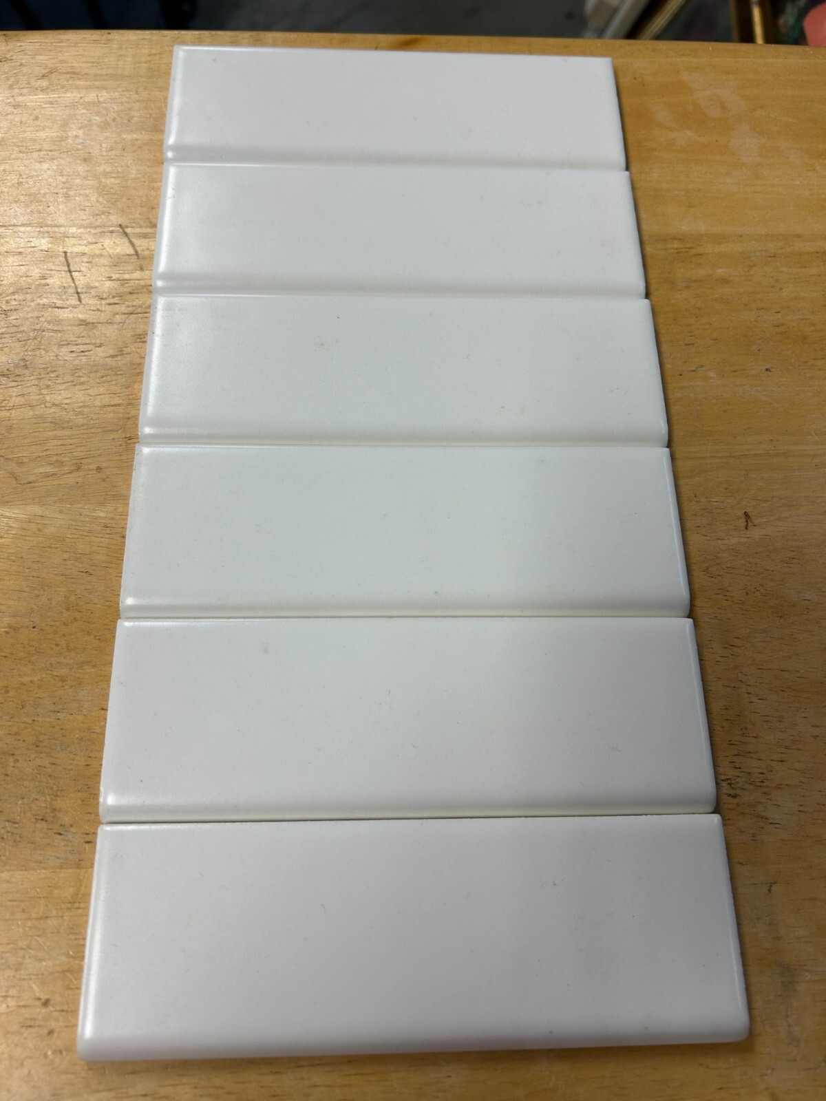 Lot 6 pcs American Olean AO Matte White 2X6″ Bullnose S4269 Ceramic Tile NOS