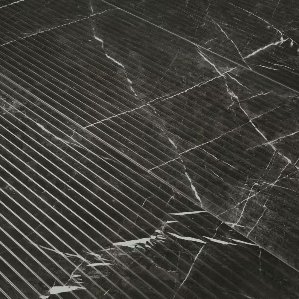 Urban Bamboo Marmi Noir 16 In. X 48 In. Satin Fluted Ceramic Wall Tile (15.51 Sq