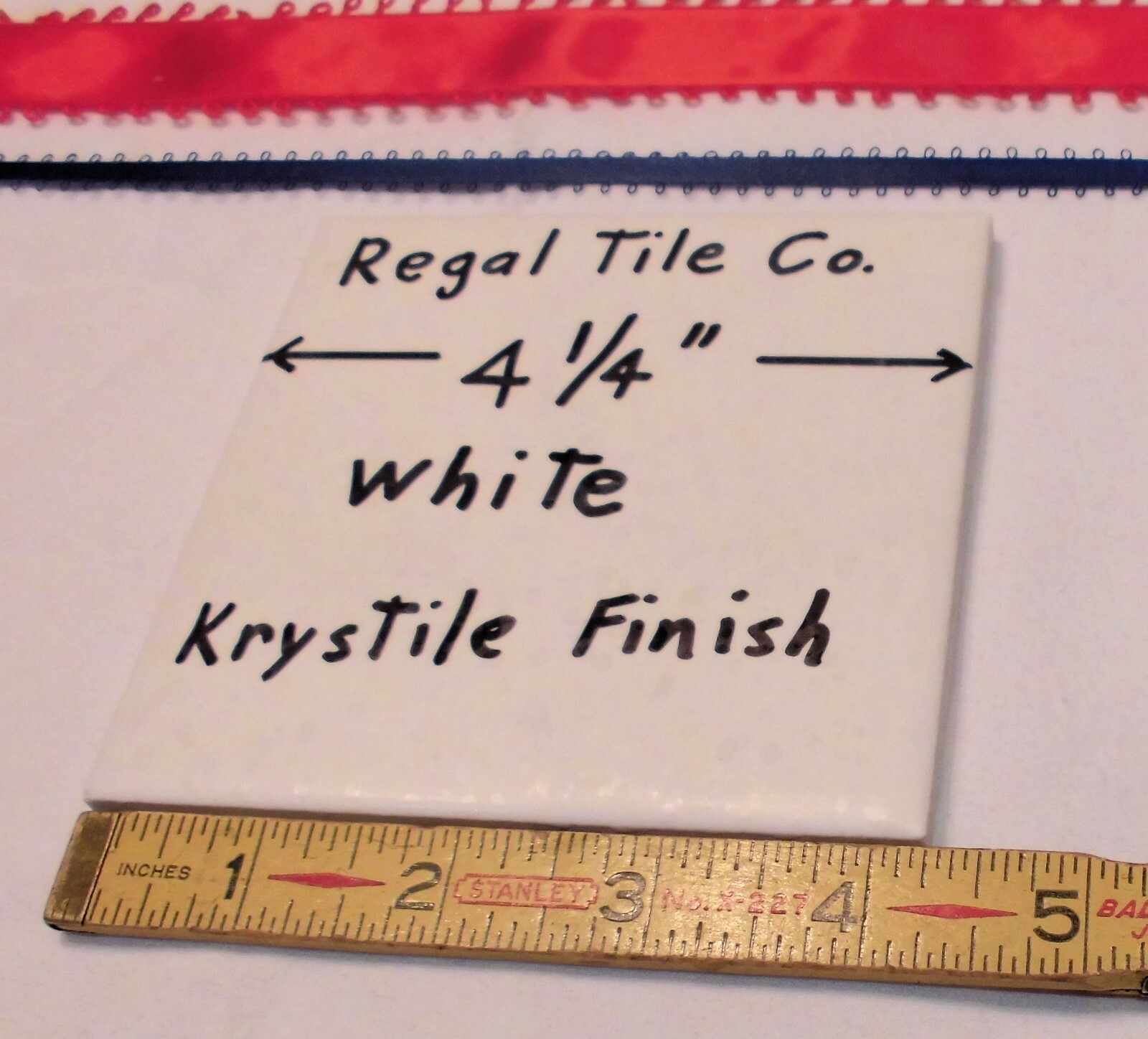 1 pc. Ceramic Tile *White* Krystile Glazed 4-1/4″ by Regal Co. Crystalline NEW