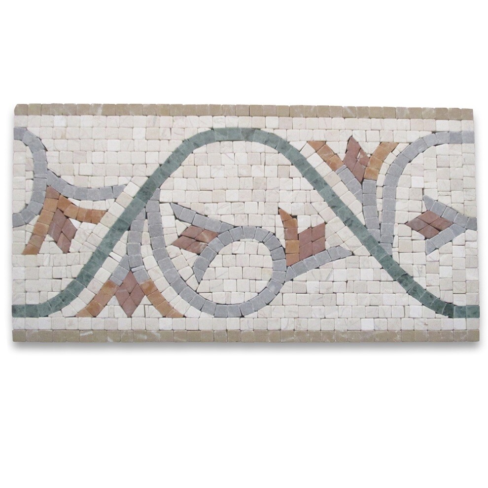 B4211T Marble Mosaic Border Listello Accent Tile Carina 7.5×13.5 Tumbled