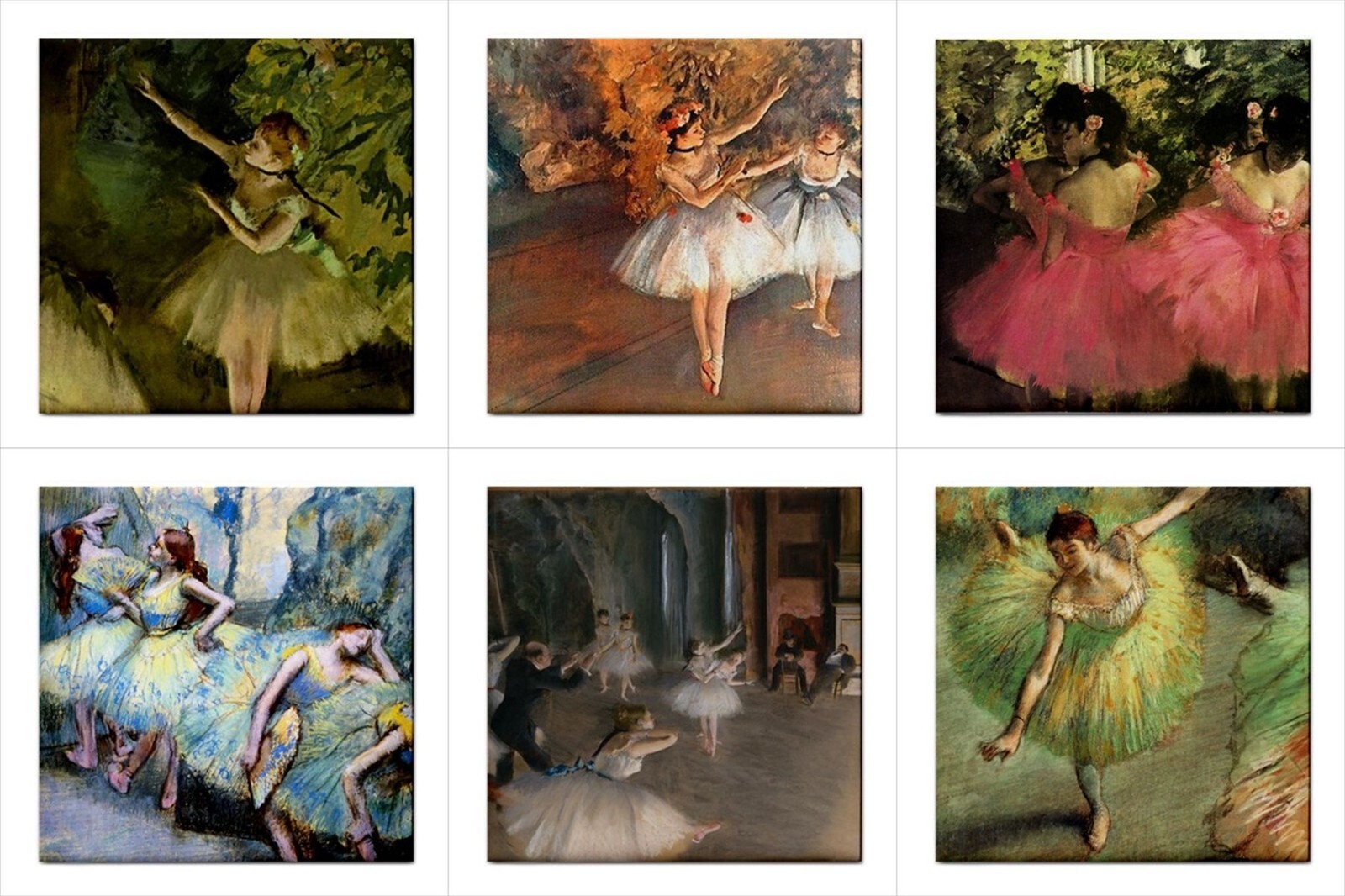 Ballet Dancer Ceramic Tile Set of 6 Backsplash Tiles Edgar Degas Art