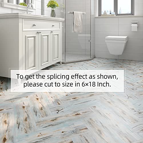 6″x36″ Reclaimed Wood Peel and Stick Floor Tile Waterproof 6 x 36 Inch 5 Blue