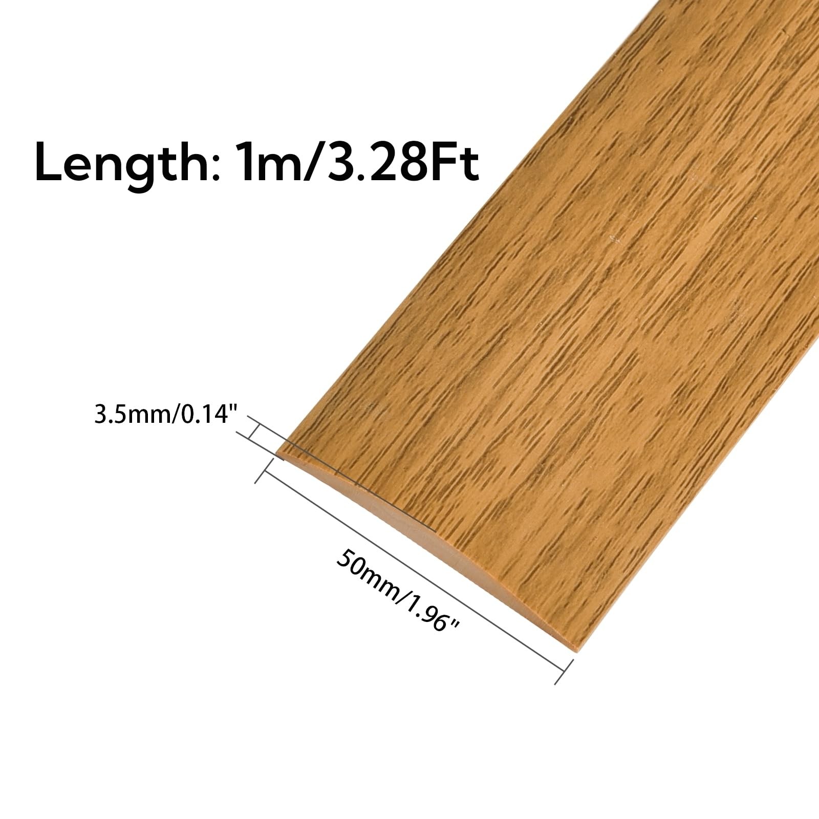Vinyl Floor Transition Strip, Self Adhesive 3.28Ft, Light Brown Wood Grain