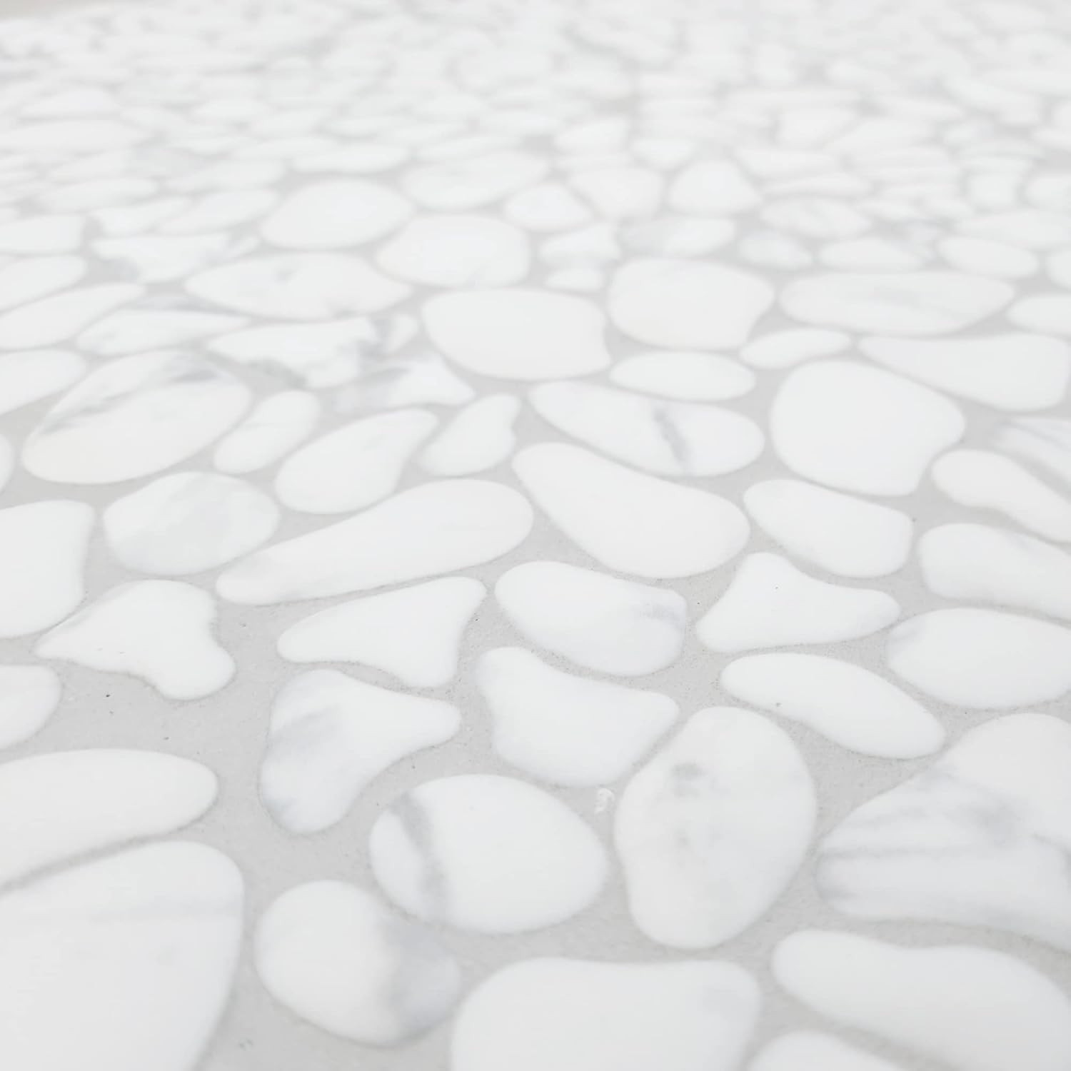 Carrara White Pebble Tile for Shower & Backsplash – 10 Sheets, 7.9 Sq. Ft.