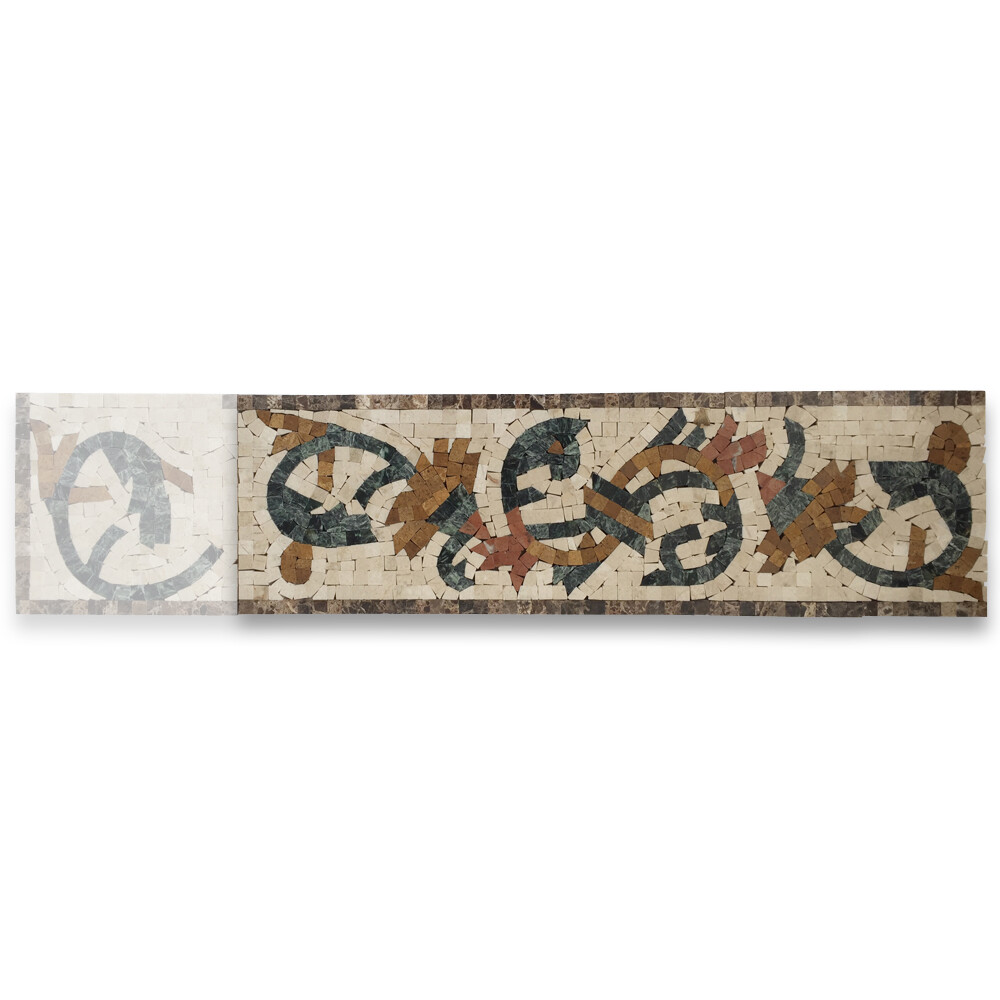 B0020P Marble Mosaic Border Listello Tile Spring Emperador 5.9×19.7 Polished