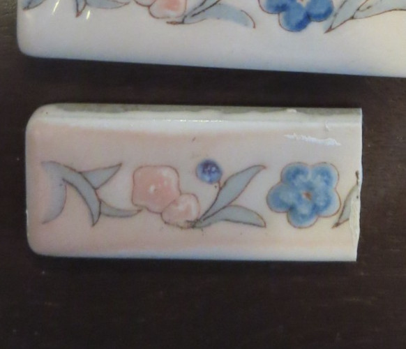 Vintage Lot of 13 Japan 4” x 1” Floral Design Ceramic Accent Border Tiles