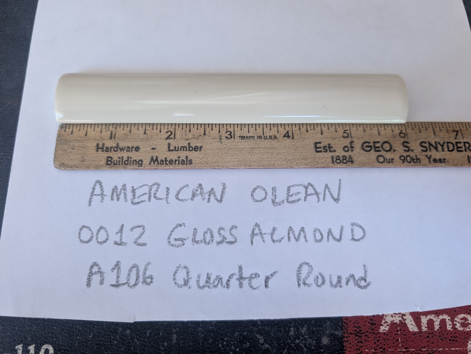 2 pcs NEW American Olean Gloss Almond #12 A106 Ceramic Tile Quarter Round 3/4X6″