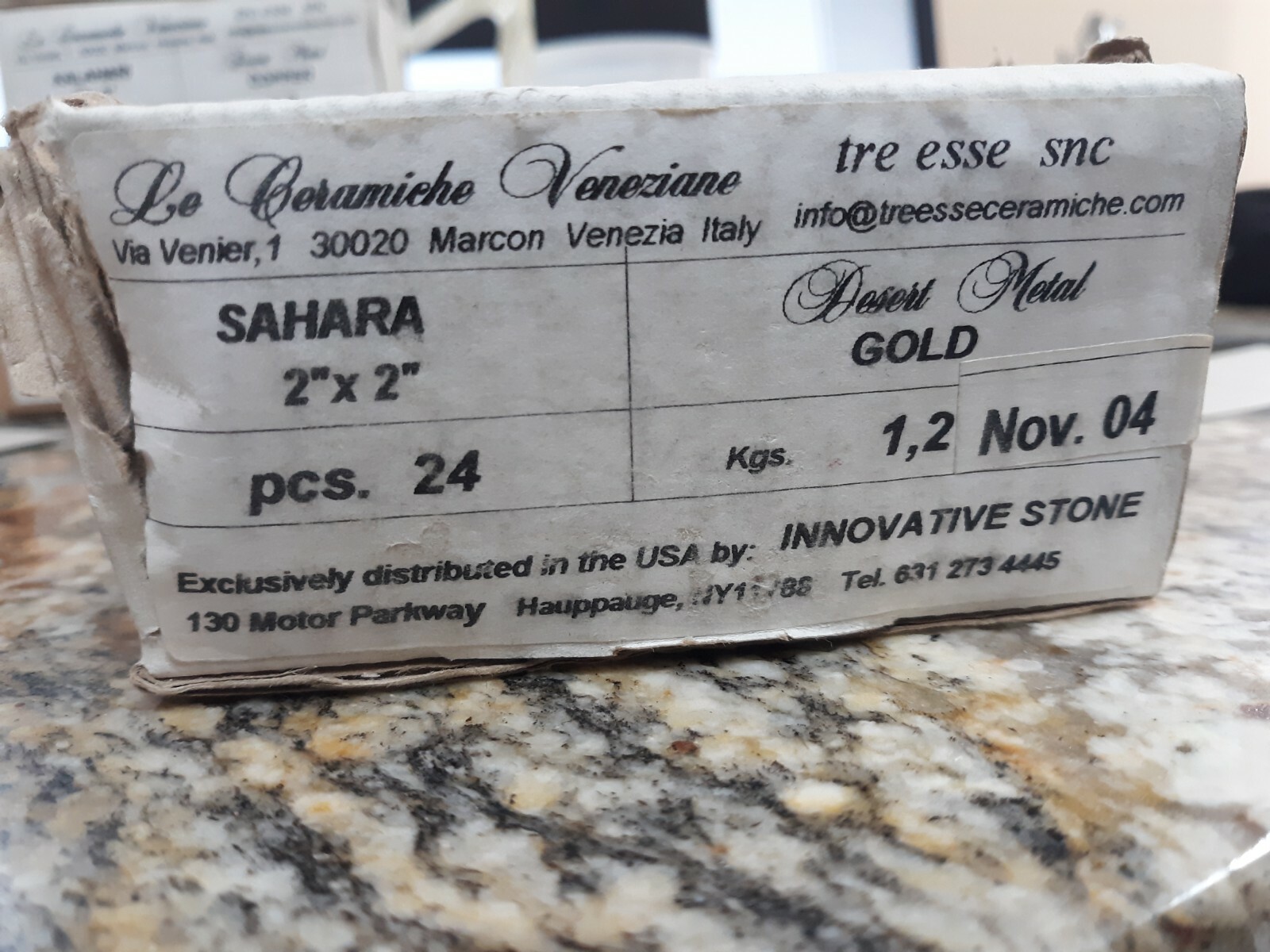 2×2 Italian Metallic Glass Crackled Tile Remodel Sahara Gold color 24 pcs