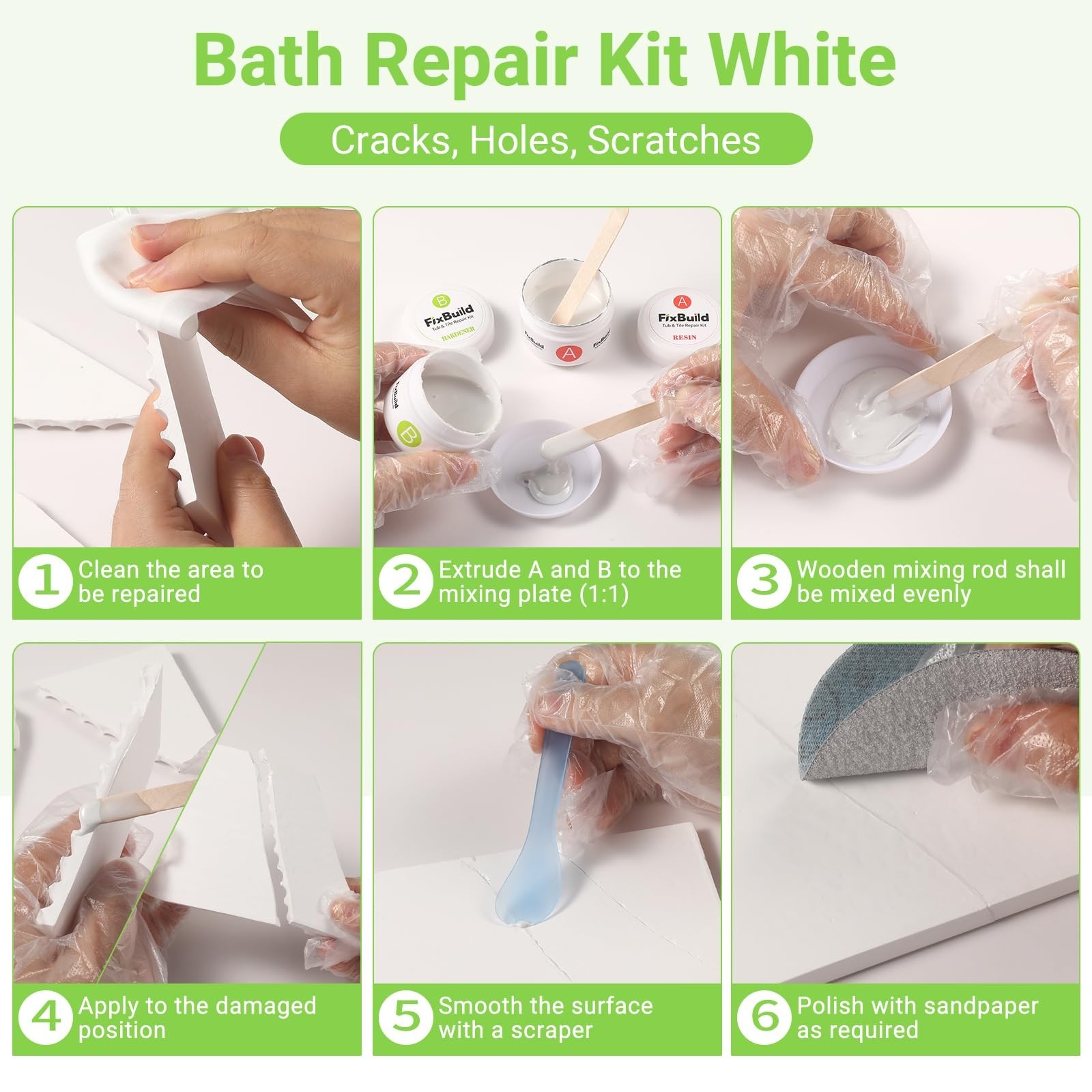 Tub Repair Porcelain Repair Kit, Crack Repair Kit for Bathtubs, Sinks, Marble…