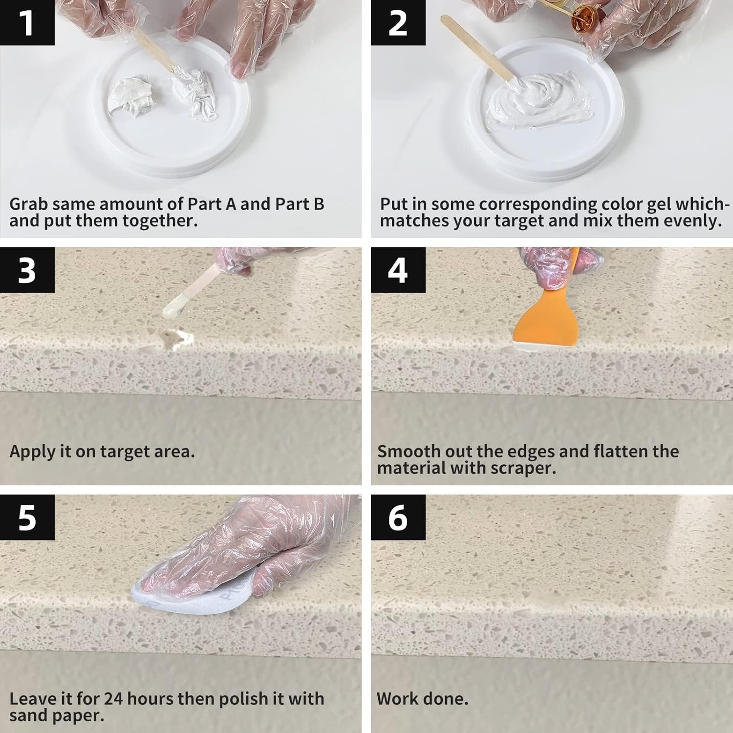 Tile Granite Marble Repair Kit for Chips Cracks Dents Scratch Countertops