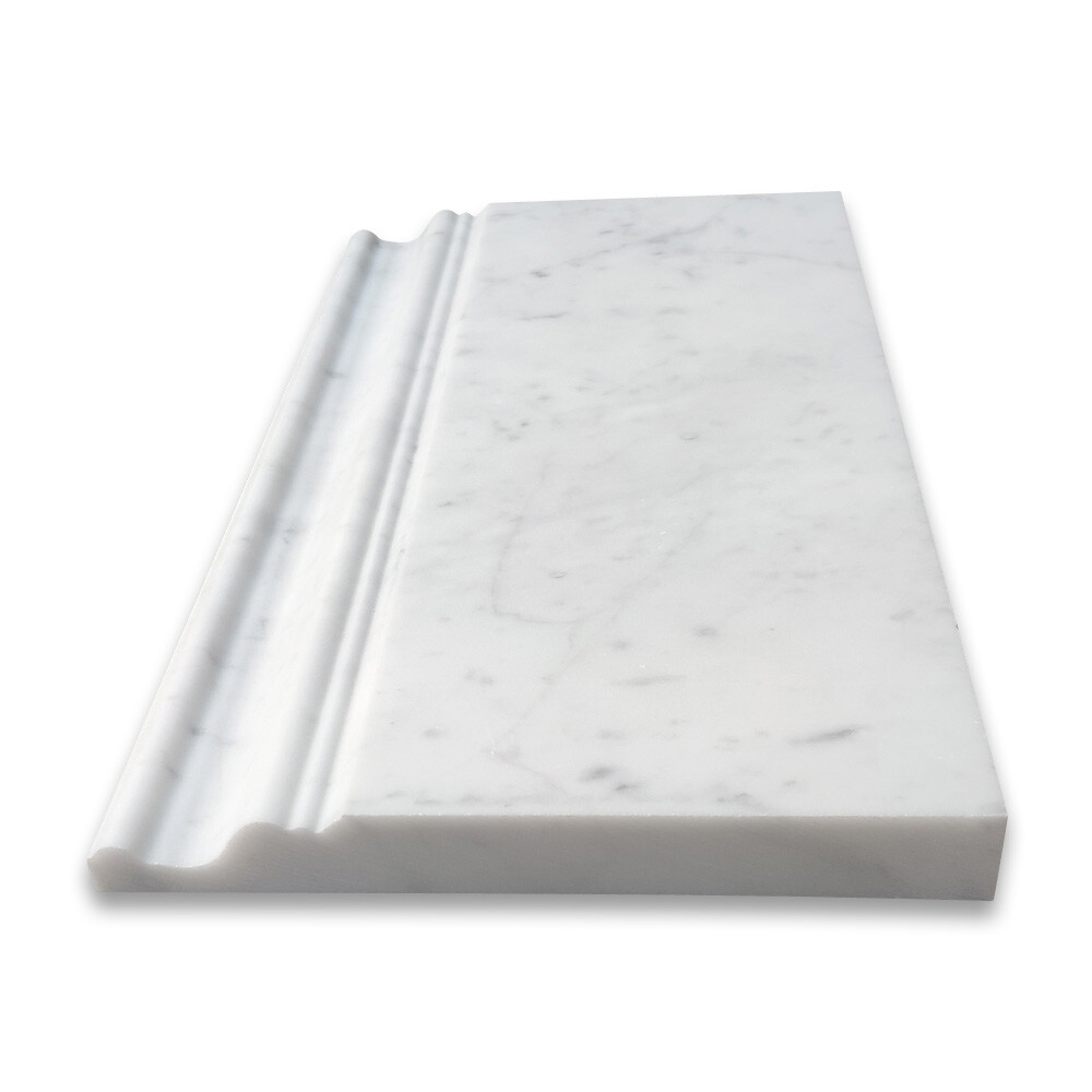 C06H Carrara White Marble 6×12 Skiting Baseboard Trim Molding Honed