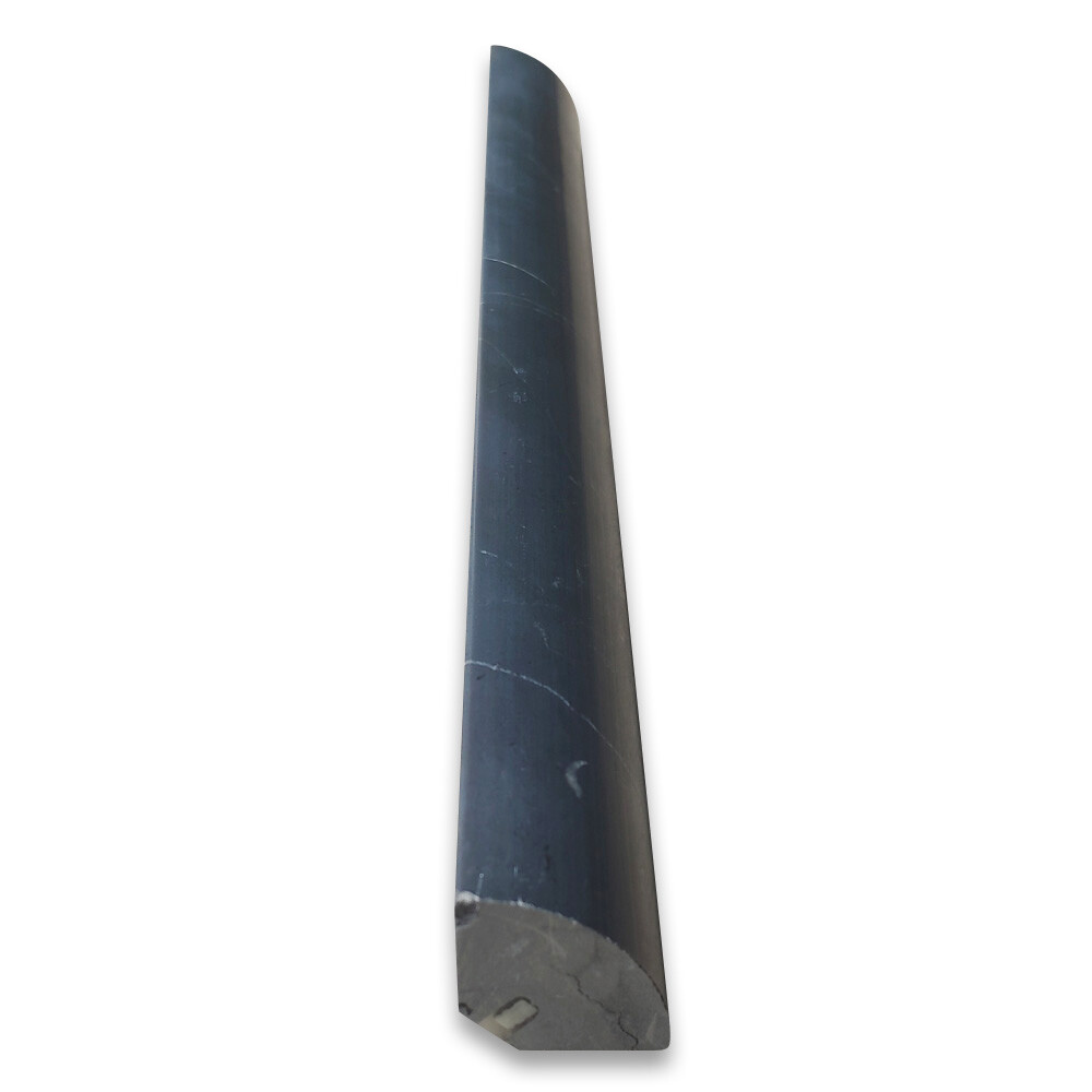 N16H Nero Marquina Black Marble Round Edge Pencil Liner Trim Molding Honed