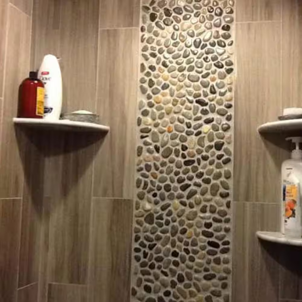 12 In. X 12 In. Mixed Mid-Polish Pebble Stone Floor and Wall Tile (5.0 Sq. Ft. /