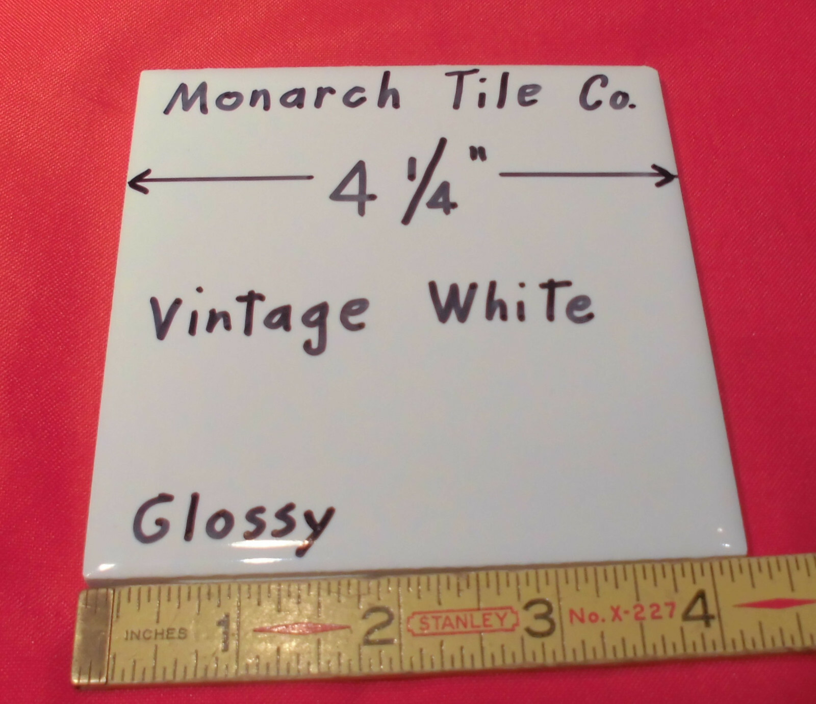 1 pc. Off-White Creamy 4-1/4″ Glossy Ceramic Tile by Monarch Tile Co. USA New