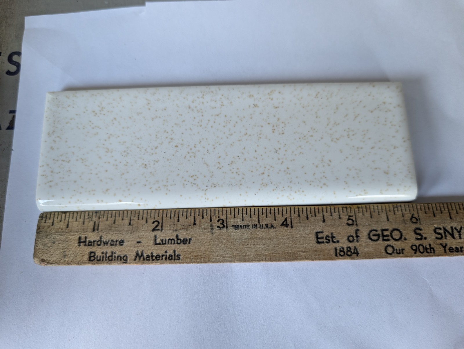 1 pc American Olean Gold Mist #48 S4269 Bullnose Ceramic Tile 2″x6″ Original USA