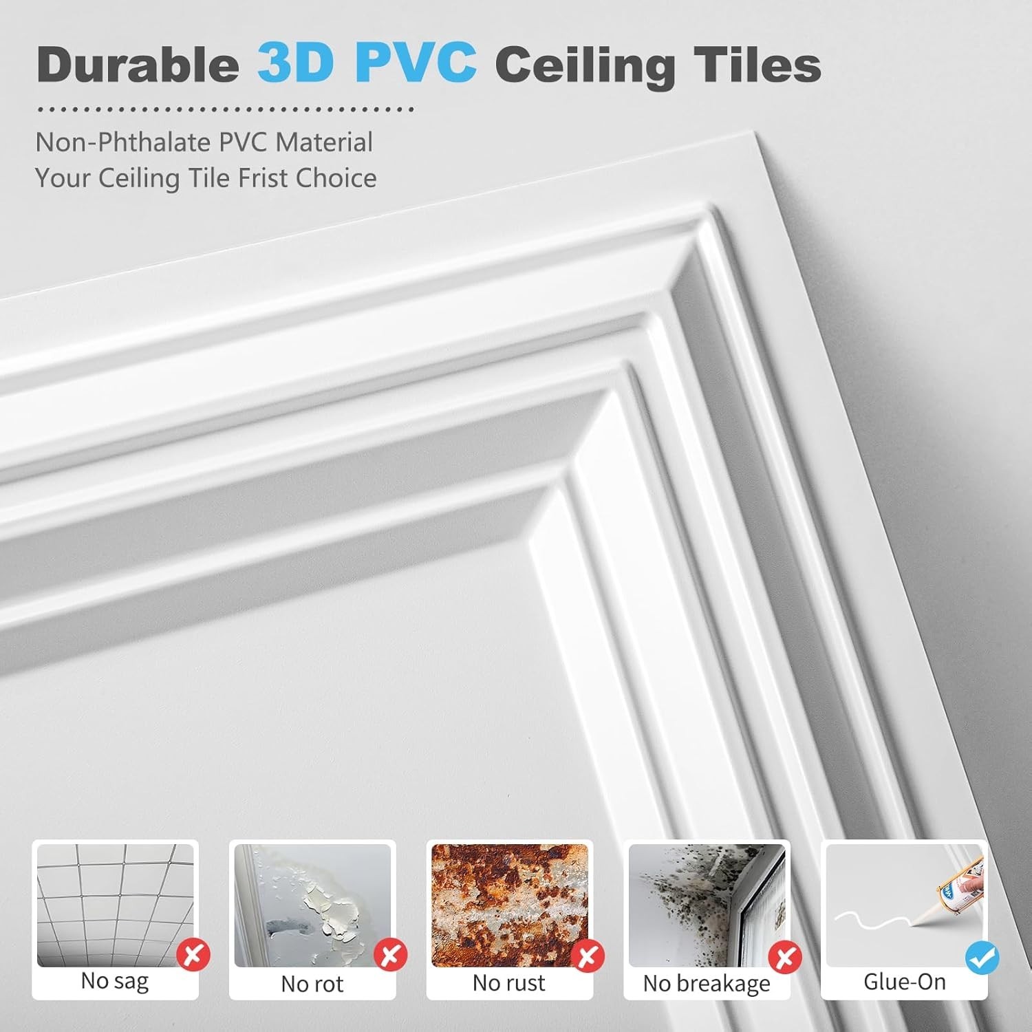 Drop Ceiling Tiles 48×24, Decorative PVC Ceiling Panels, Waterproof Rustproof…