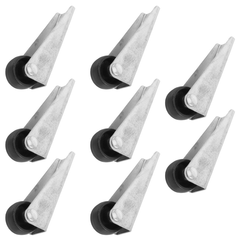 8Pcs Silver Gate Repair Wheels Durable Nylon Steel Door Bottom Casters