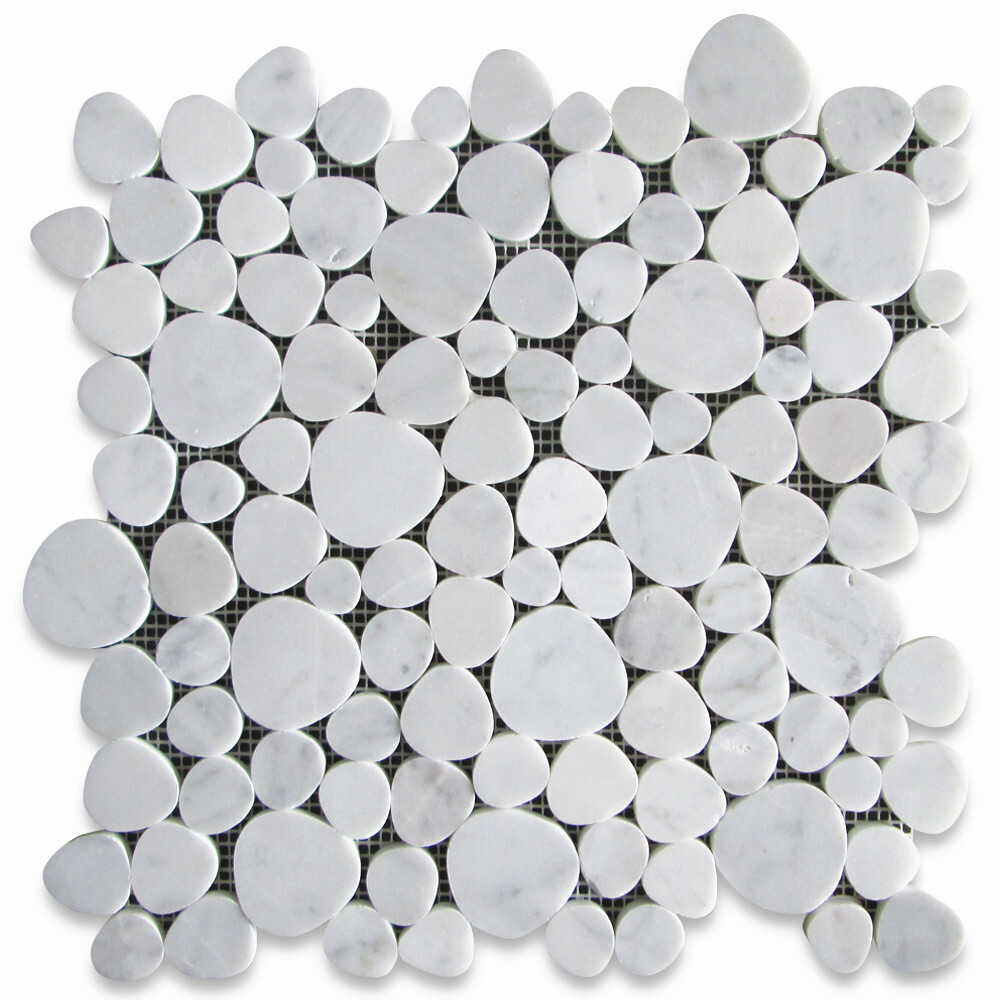 C9AXH White Carrara Venato Carrera Marble Heart Bubble Mosaic Tile Honed