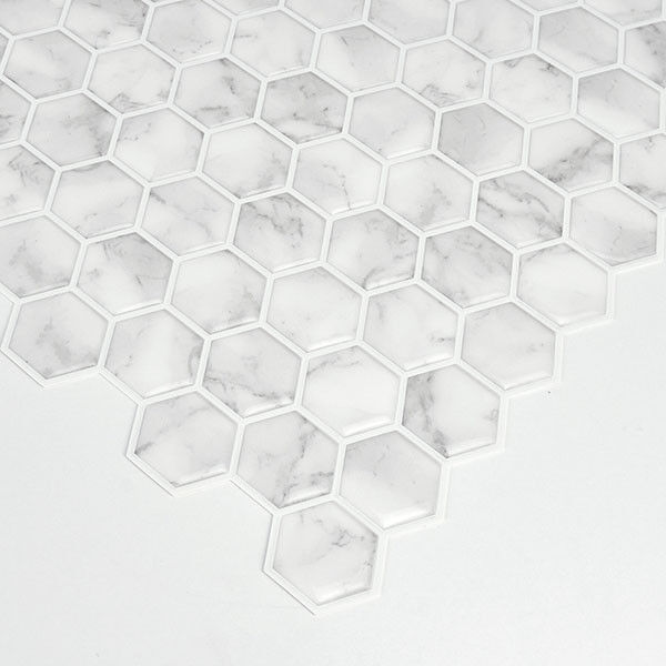 Wallpops Hexagon White Geometric Farmhouse Peel & Stick Tile Backsplash Diy