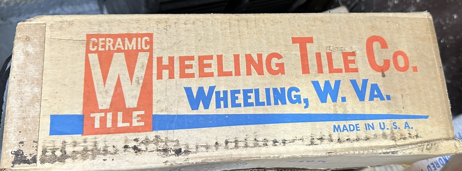 1 pc. *Oatmeal* Vintage Glossy Ceramic Tile Wheeling Co. 4-3/8″ made 1950’s