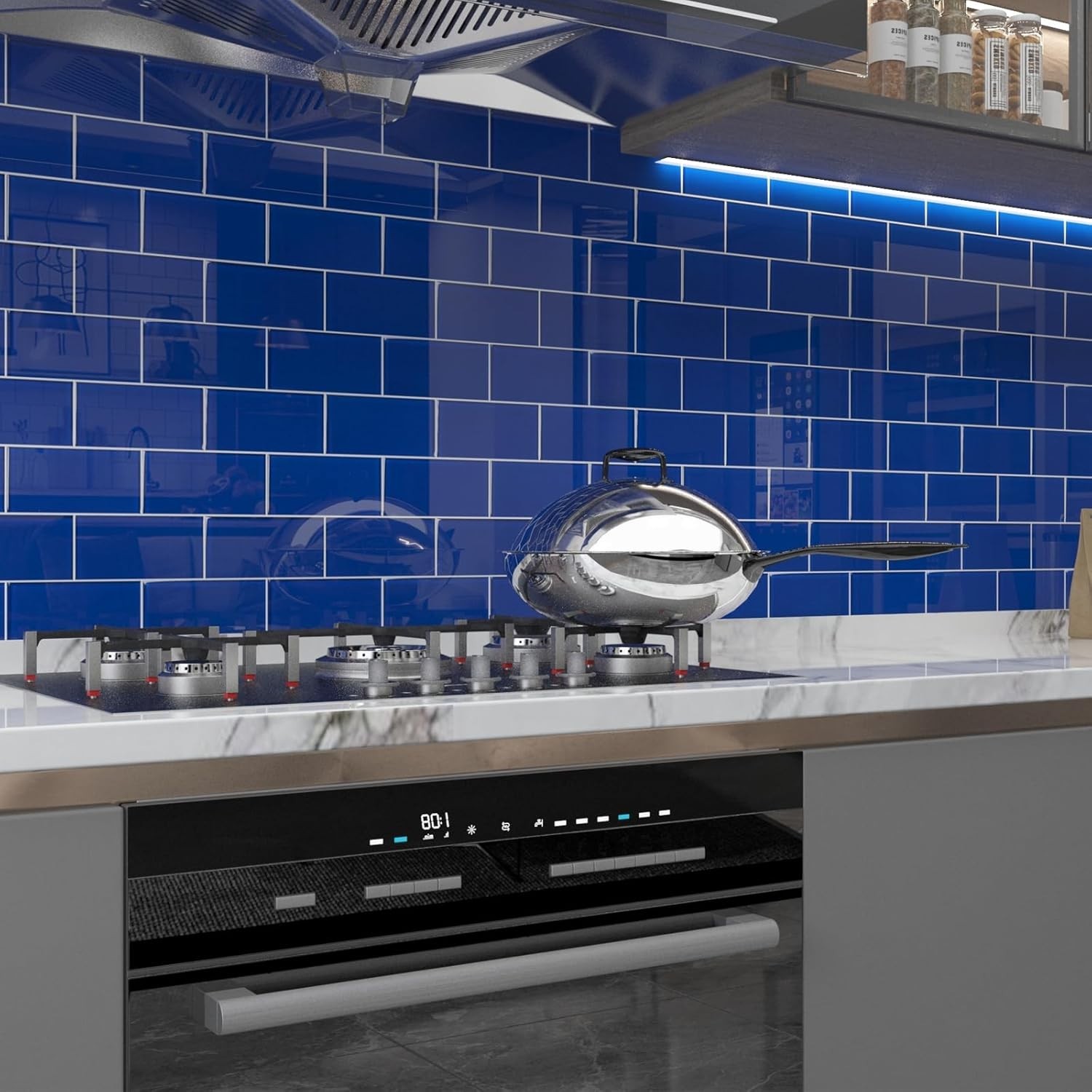 32 Glass Subway Tile 3 x 6 ” Cobalt Blue for Kitchen Backsplash Bathroom Wall