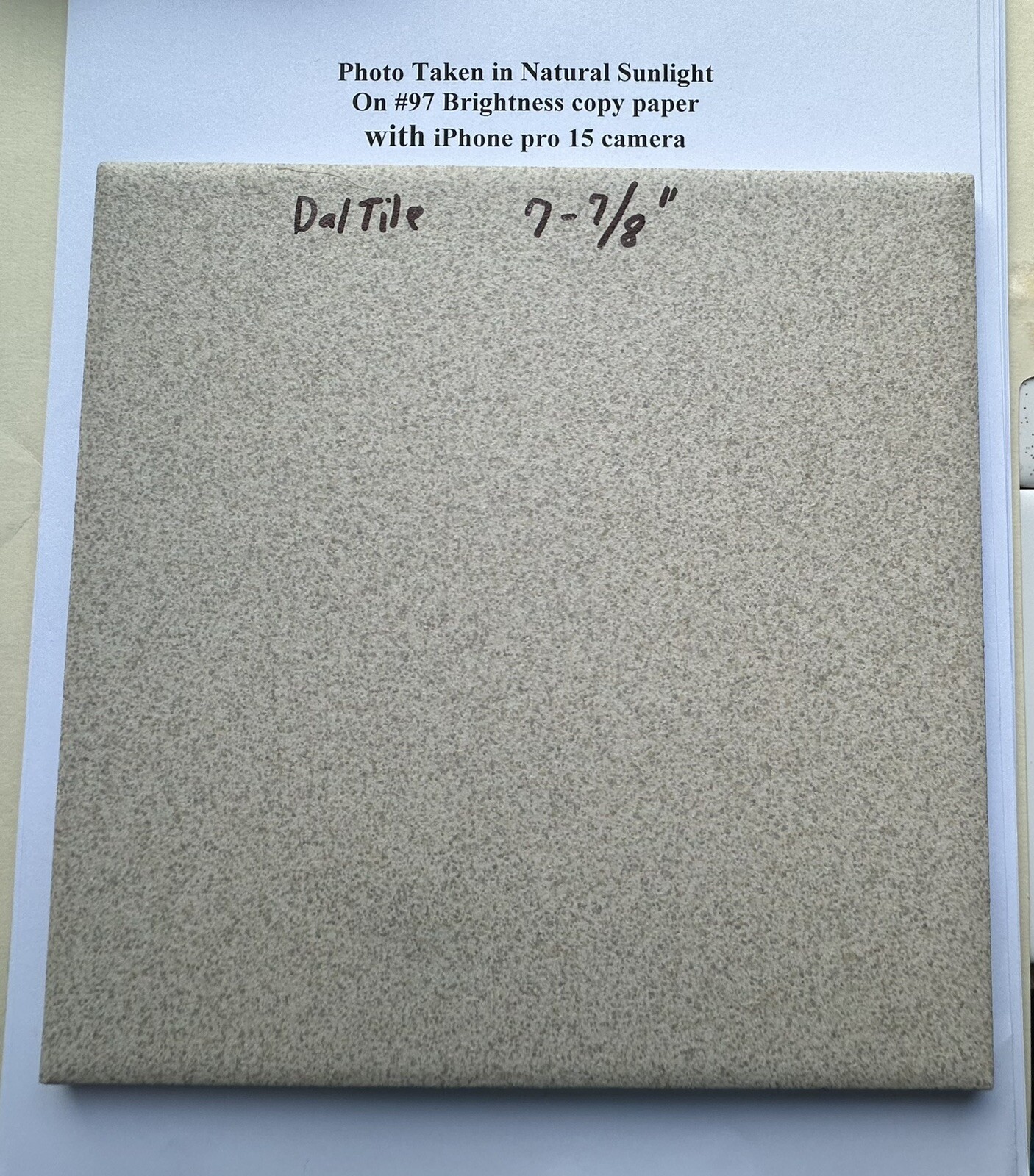 1 pc. Speckled Almond: Daltile Ceramic Floor Tile: 8″ X 8″ + light grays & brown