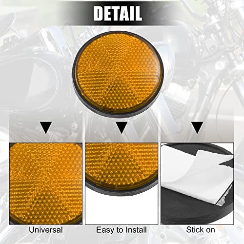 2 Pcs 56mm Plastic Universal Round Reflective Warning Reflector with Orange