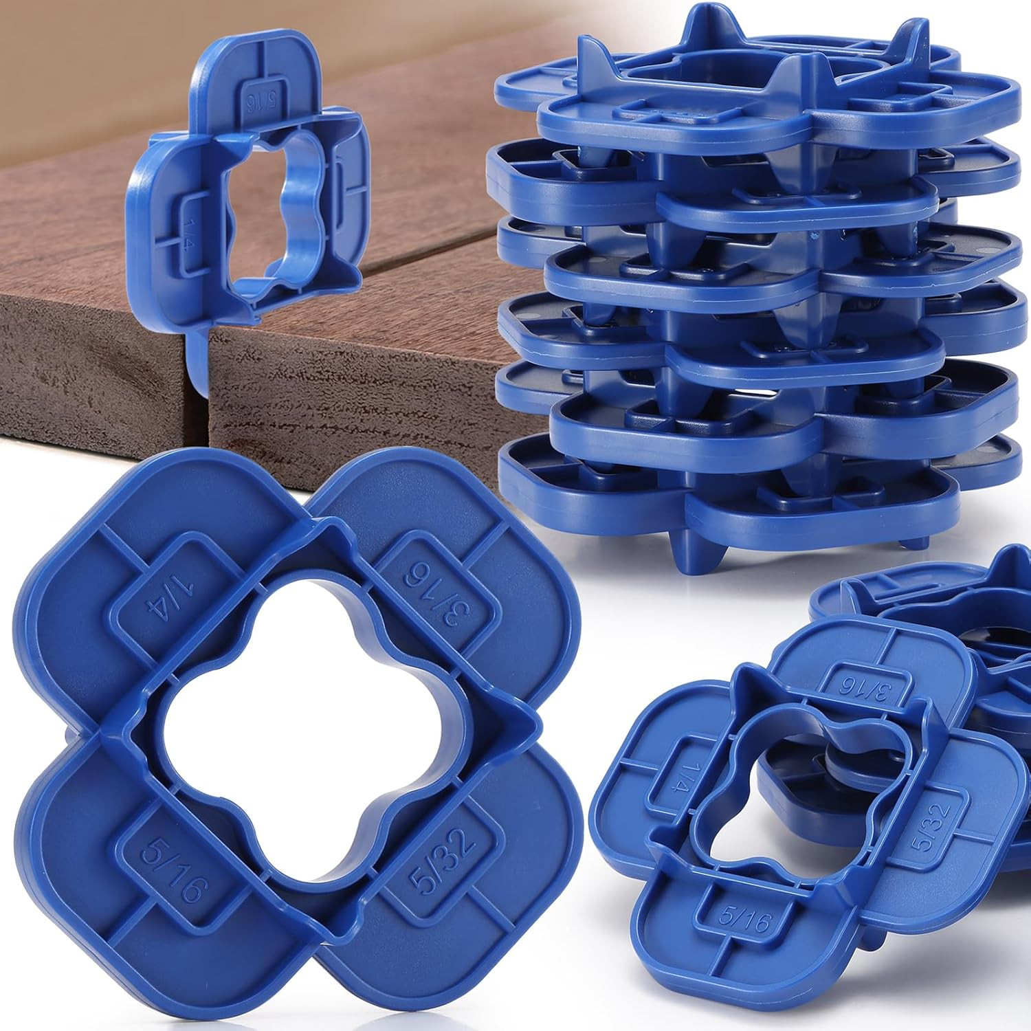 12 Packs 4-In-1 Multi-Size Deck Spacers Tool (5/32″, 3/16″, 1/4″, 5/16″) for Com
