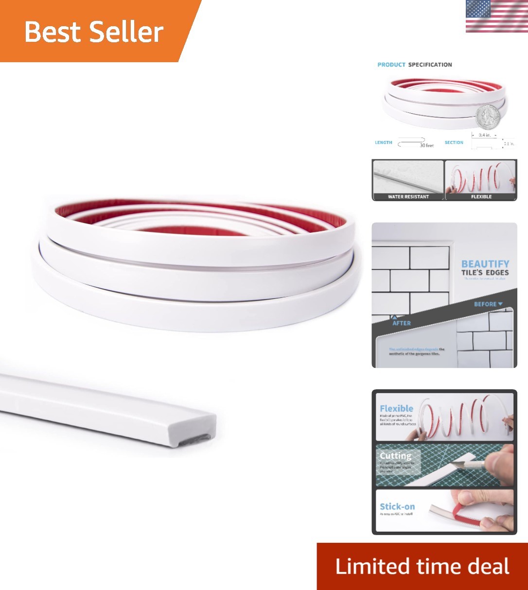 Superior Adhesion 30 Ft Peel and Stick Vinyl Trim for Effortless Installation