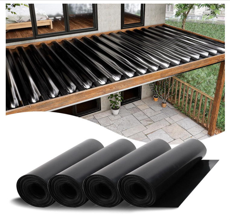 Muzata 4PCS 50FT Under Deck Drainage System Black HDPE Membrane 12” Joist