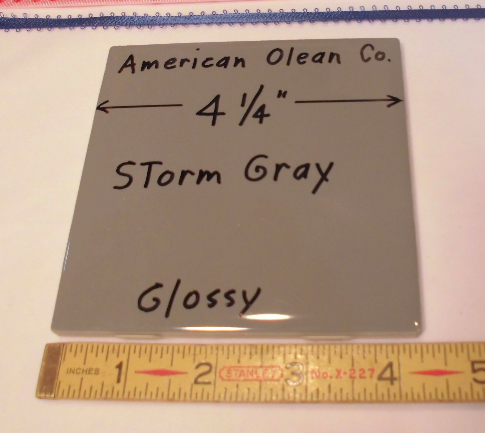 9 pcs. Glossy *Dark Storm Gray * 4-1/4″ Ceramic Tiles by American Olean Co. NEW