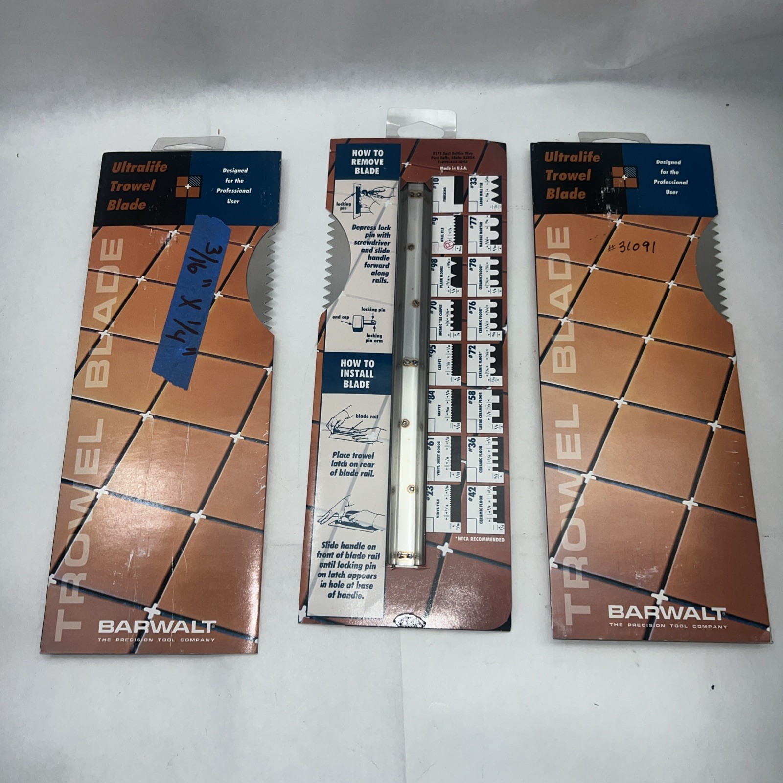 Barwalt 31091 Tile and Wood Flooring Trowel Blade #09 Lot of 3