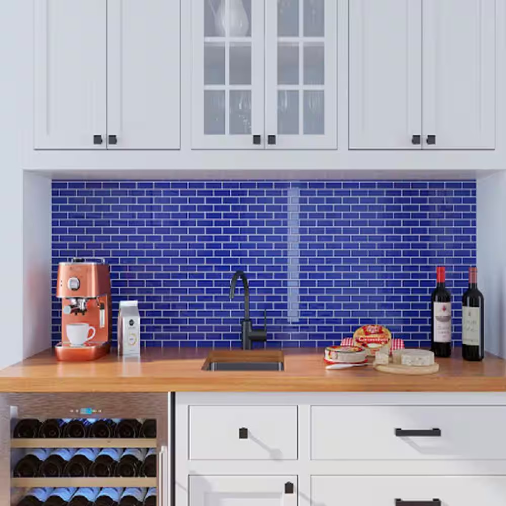 Cobalt Blue 11.9 In. X 11.9 In. Polished Glass Mosaic Tile (4.92 Sq. Ft./Case)