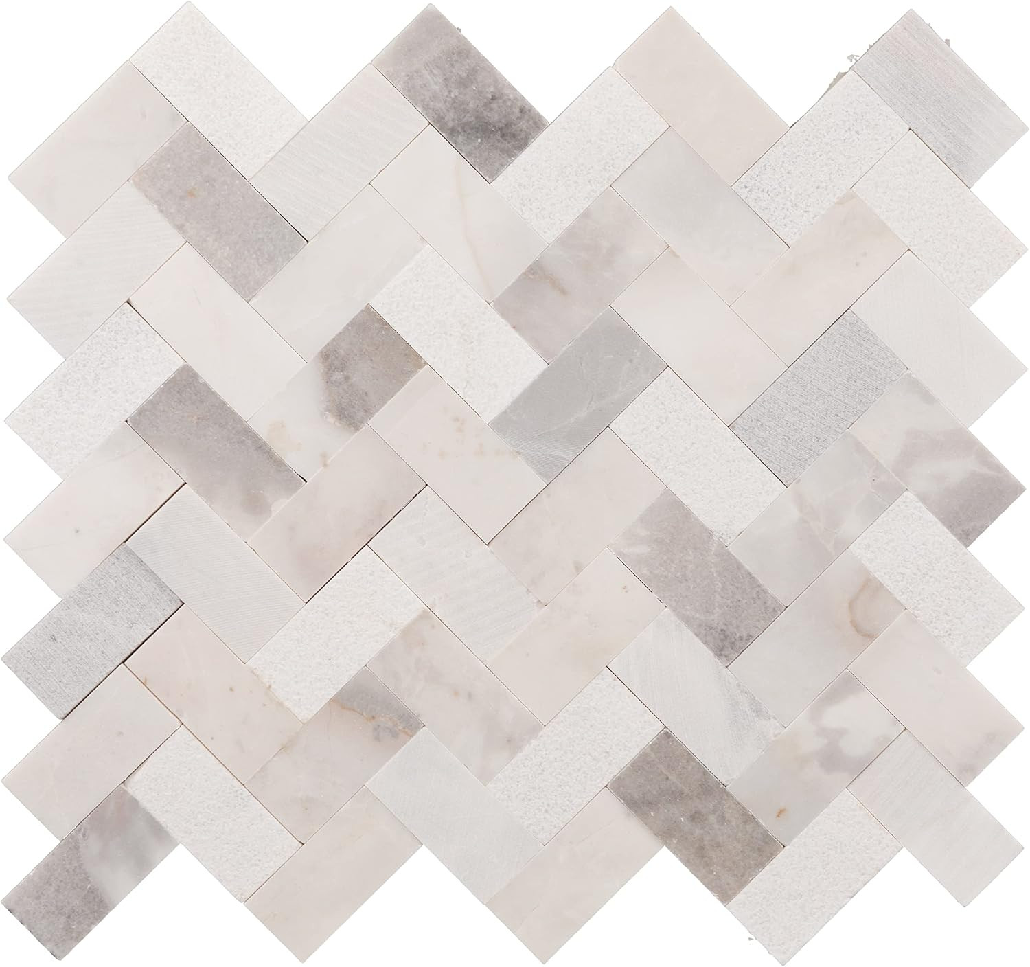 Stormy Mist Herringbone Mosaic Tile 12″x12″ – 10 Pieces, 7.5 SQFT
