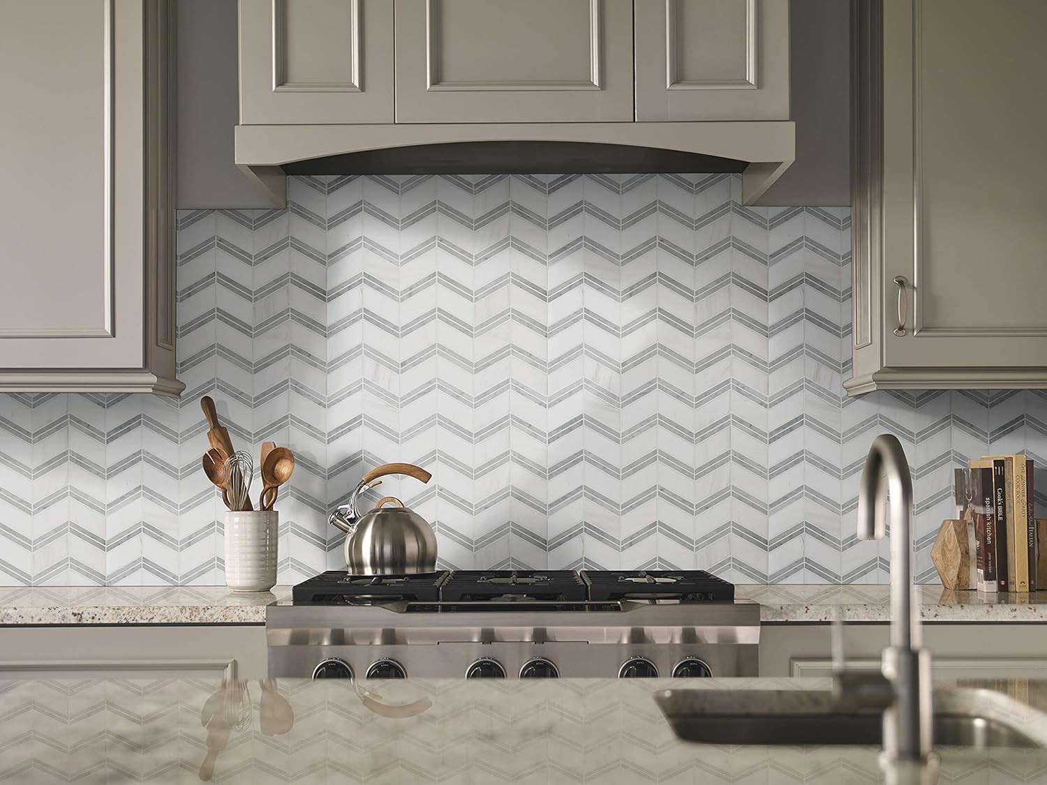 Bianco Dolomite 12×12 Polished Marble Mosaic Tile – Elegant White Chevron