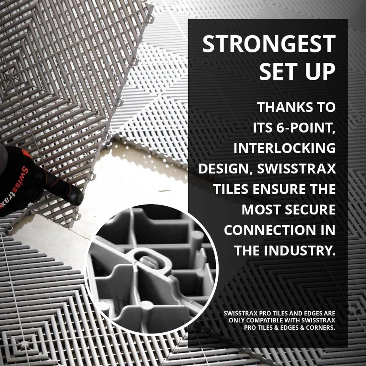 Swisstrax Ribtrax Smooth PRO Interlocking Garage Floor Tiles, 15.75 x 15.75-I…