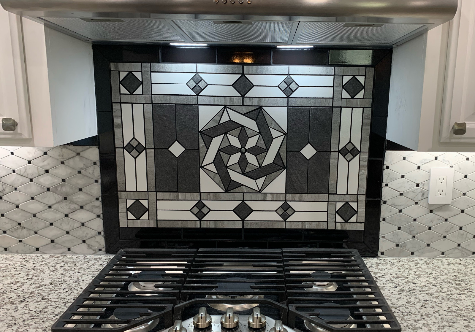 Custom made tile medallion & listello accents. Information Listing. Ebay store.
