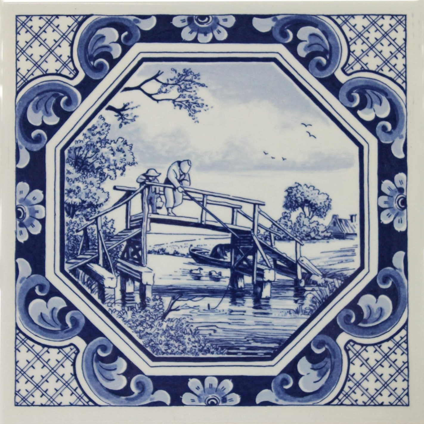 Ceramic Tile Portuguese Azulejos Vintage Blue Delft Dutch Reproductions Tiles