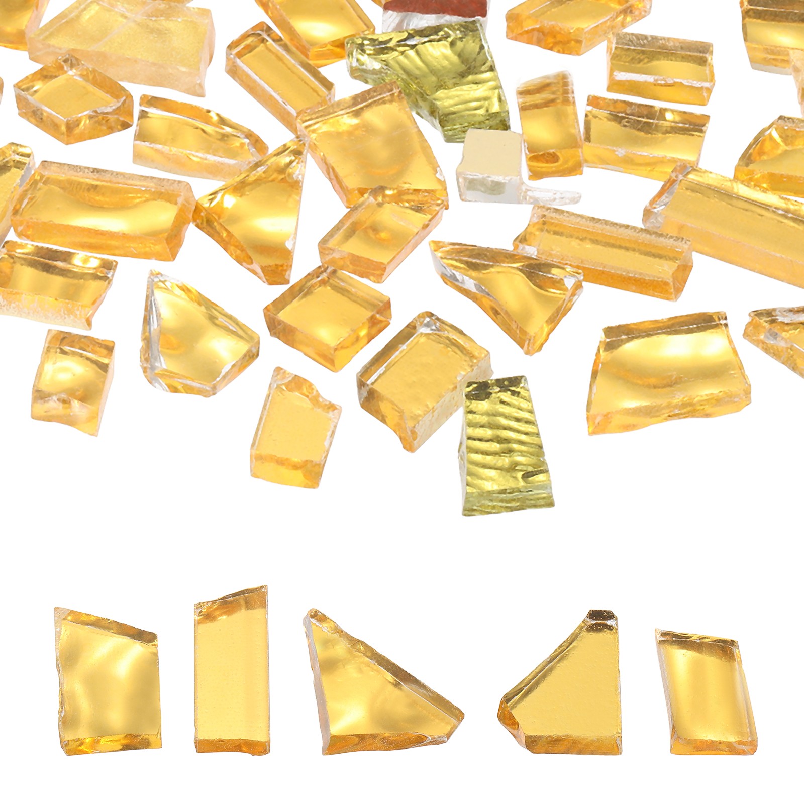 For Irregular Glass Mosaic Tiles, 200g/0.4lb Colored Glass Sheets, Gold Series