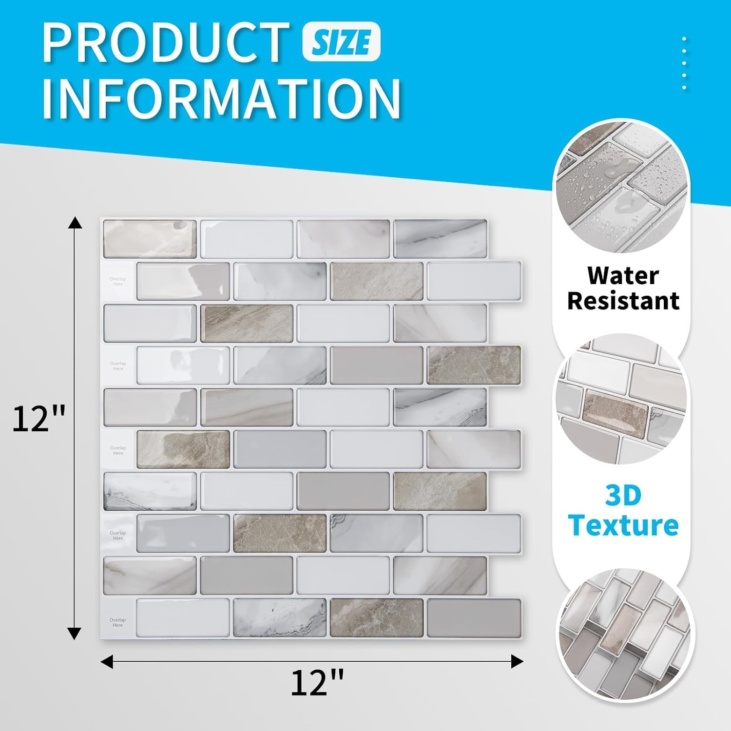 Seamless 10-Piece Peel and Stick Backsplash Tile – Elegant Beige & White Design