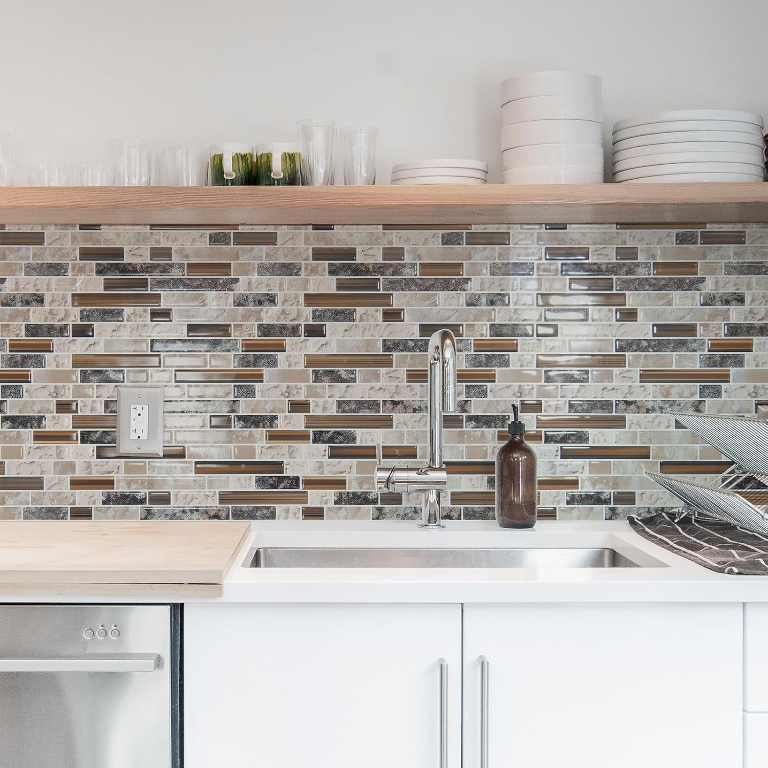 Art3d 10-Sheet Heavy-Duty Peel and Stick Backsplash, Waterproof Wall Tiles Stick