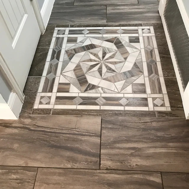 Custom made tile medallion & listello accents. Information Listing. Ebay store.