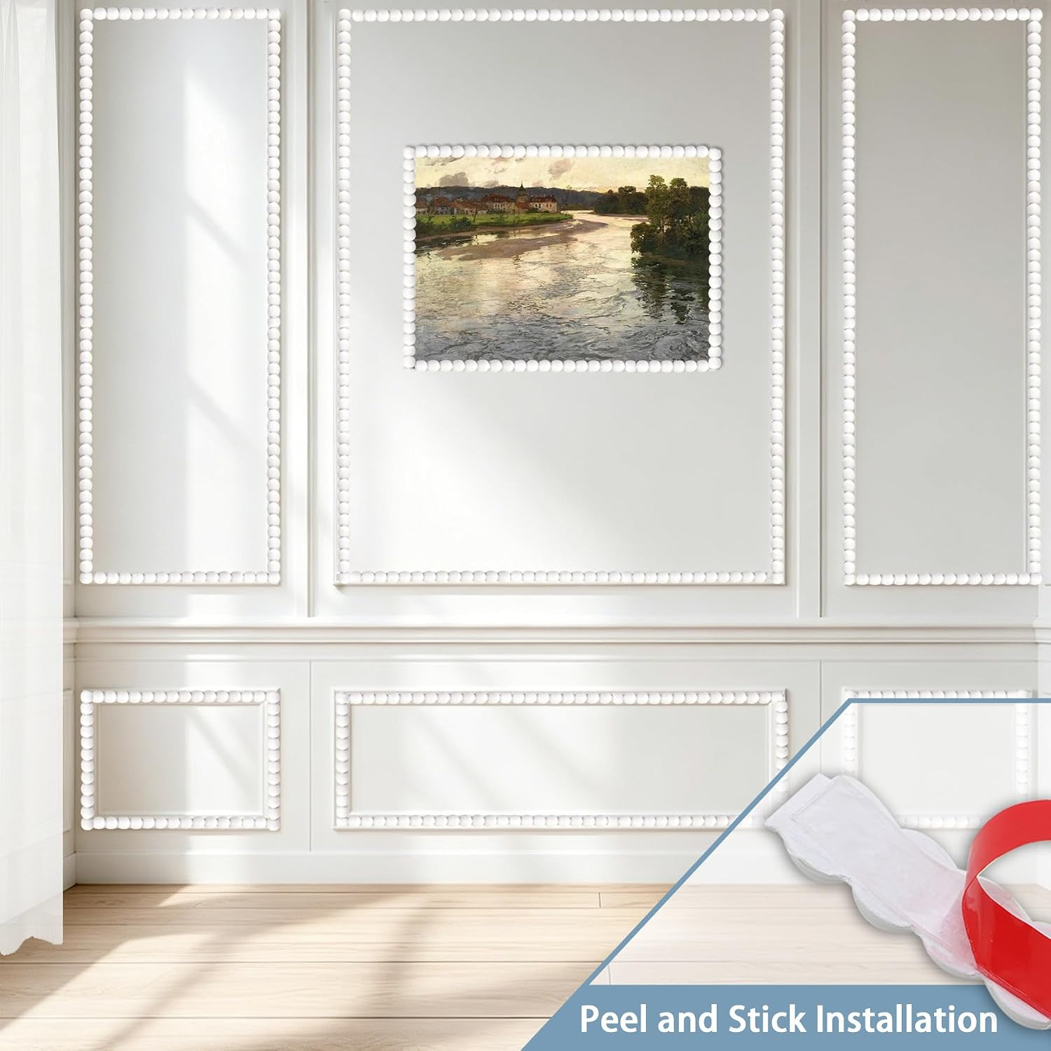 118″ X 0.24″ Unfinished White Decorative Bead Molding Trim, Flexible Paintable D